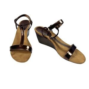 Vintage Style & Co. Bronze Party Wedge Heels: Size 8.5